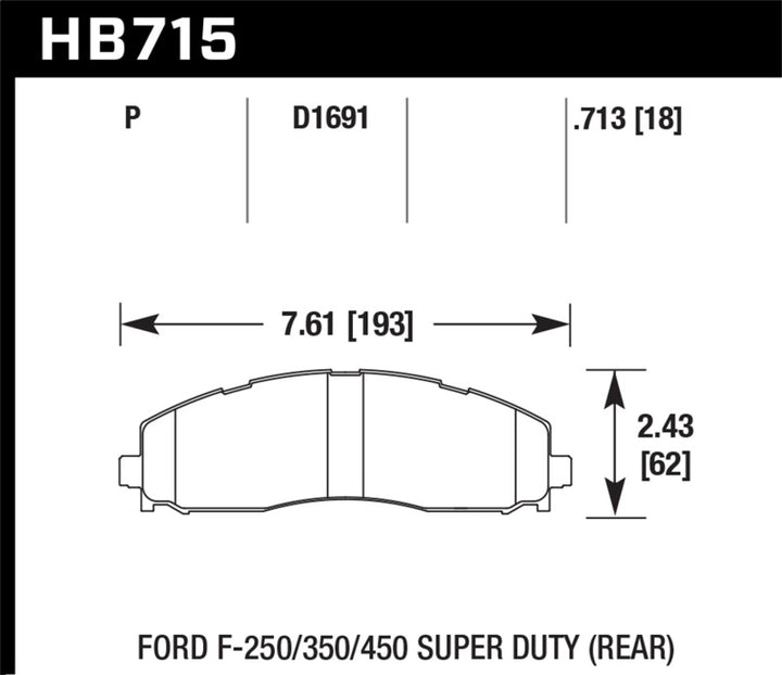 Hawk 2015 Ford F-250/350/450 Super Duty Rear Brake Pads.