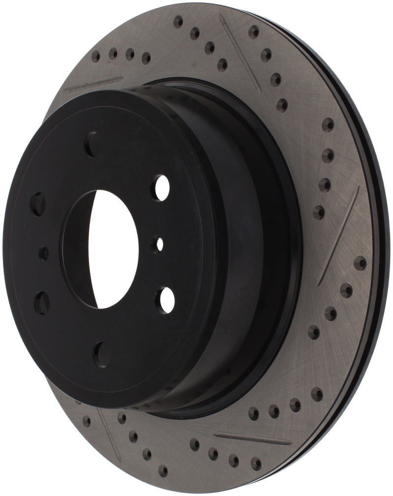 StopTech 05-10 GMC Sierra (w/ Rear Drum) / 07-09 GMC Yukon Rear Right Slotted & Drilled Rotor.