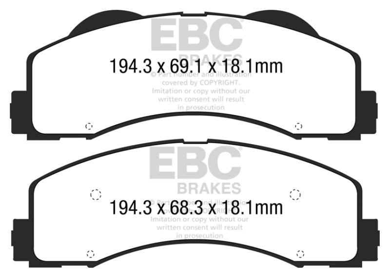 EBC 15+ Ford F150 2.7 Twin Turbo (2WD) Extra Duty Front Brake Pads.