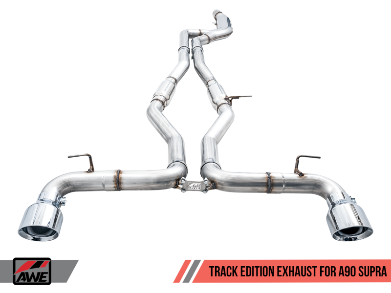 AWE Tuning 2020 Toyota Supra A90 Track Edition Exhaust - 5in Chrome Silver Tips.
