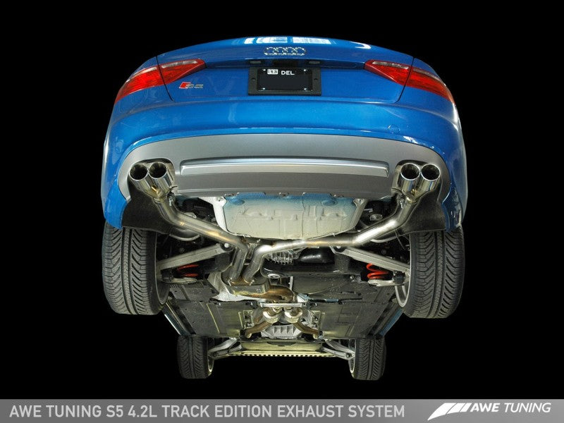 AWE Tuning Audi B8 S5 4.2L Track Edition Exhaust System - Polished Silver Tips.