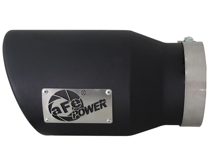 aFe MACHForce XP 5in 304 Stainless Steel Exhaust Tip 5 In x 7 Out x 12L in Bolt On Right - Black.