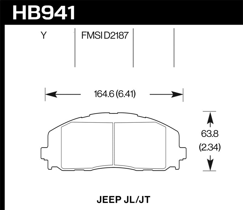 Hawk 2018 Jeep Wrangler Rubicon LTS Street Front Brake Pads.