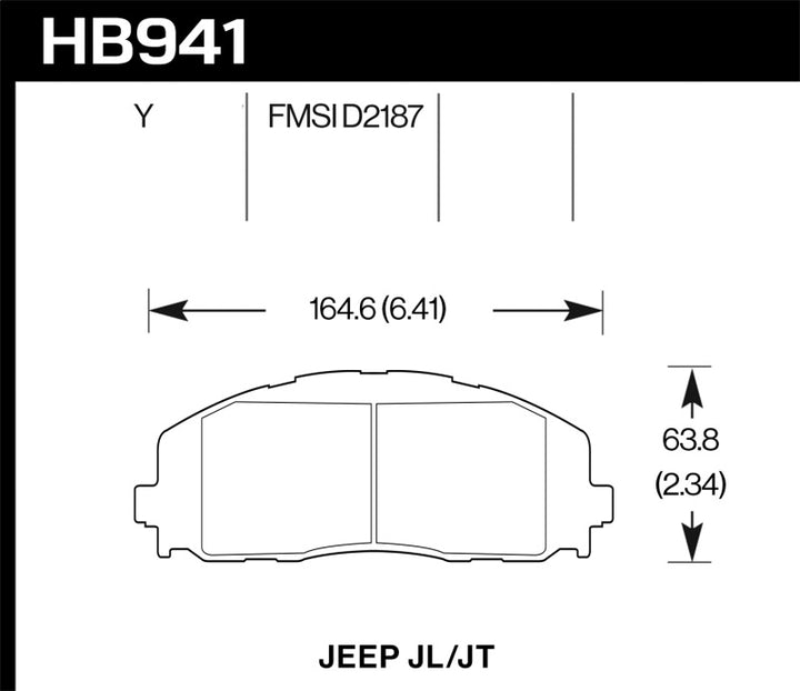 Hawk 2018 Jeep Wrangler Rubicon LTS Street Front Brake Pads.