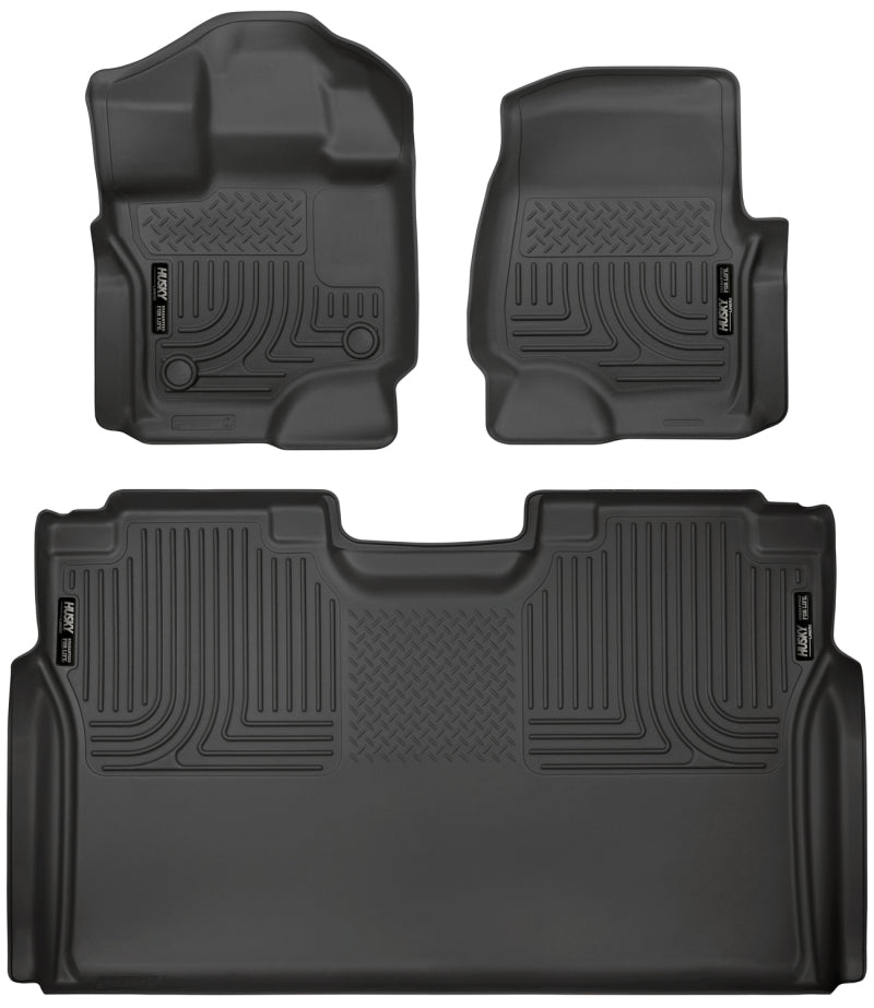 Husky Liners 15-23 Ford F-150 SuperCrew Weatherbeater Black Front & 2nd Seat Floor Liners.