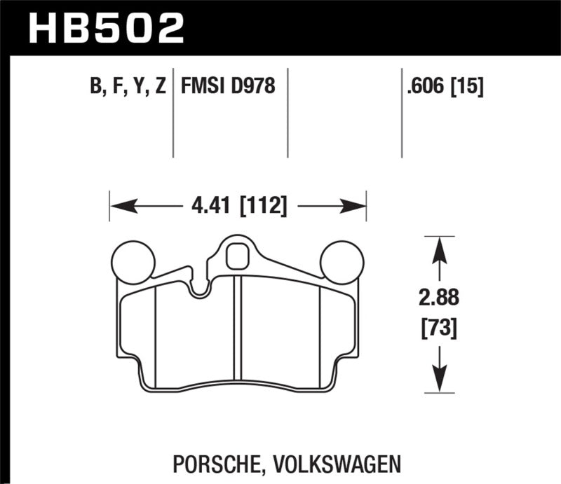 Hawk Porsche / Volkswagen Performance Ceramic Street Rear Brake Pads.