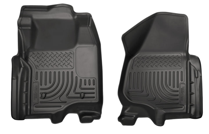 Husky Liners 12-15 Ford Super Duty Crew & Extended Cab WeatherBeater Front Row Black Floor Liners.