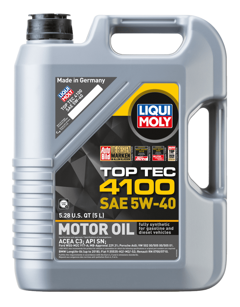 LIQUI MOLY 5L Top Tec 4100 Motor Oil SAE 5W40.