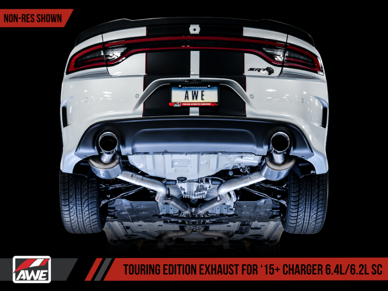 AWE Tuning 2015+ Dodge Charger 6.4L/6.2L SC Non-Resonated Touring Edition Exhaust - Silver Tips.