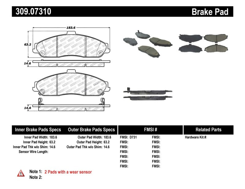 StopTech Performance 04-08 Cadillac XLR/XLR-V / 97-10 Corvette / 05-06 Pontiac GTO Front Brake Pads.