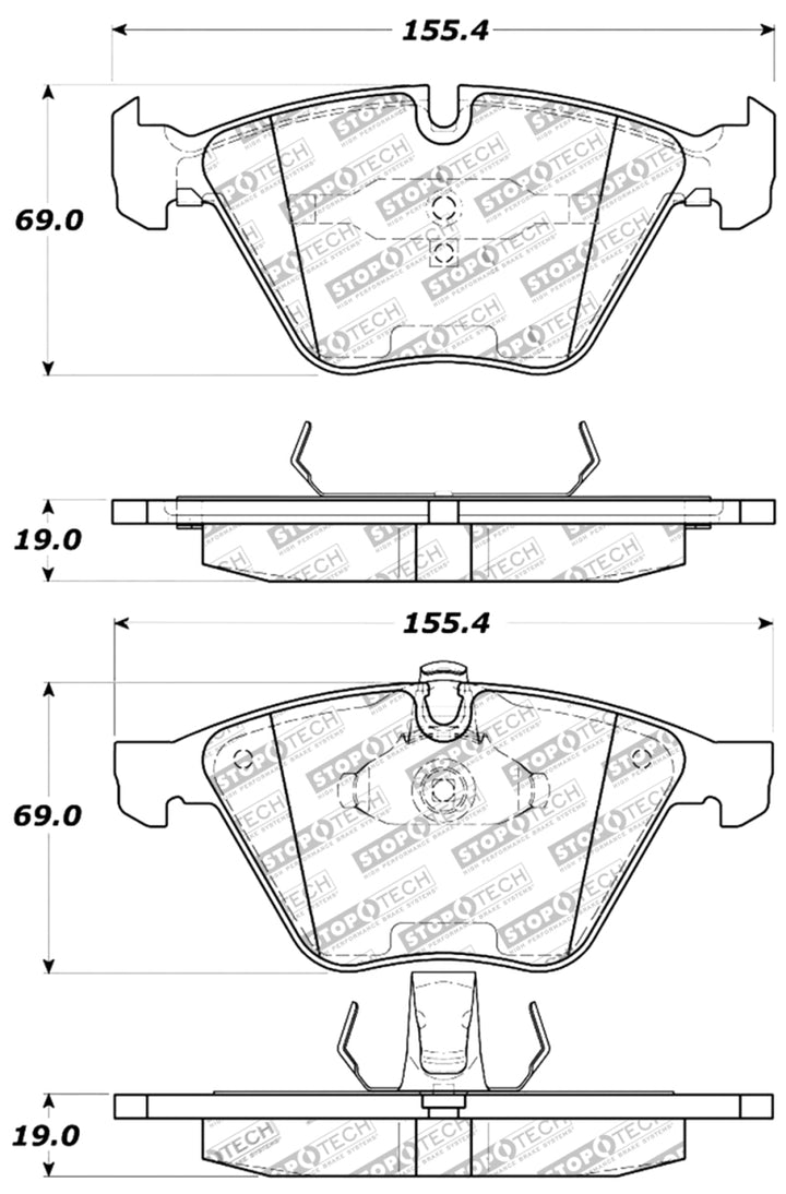 StopTech Performance 11-12 BMW Z4 (E86) / 07-11 335 Series (E90/92/93/F30) Front Brake Pads.