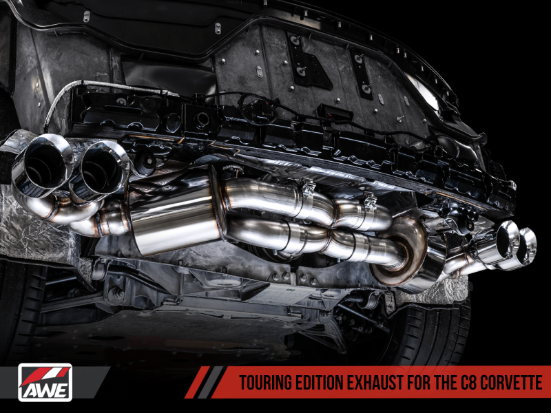 AWE Tuning 2020 Chevrolet Corvette (C8) Touring Edition Exhaust - Quad Diamond Black Tips.