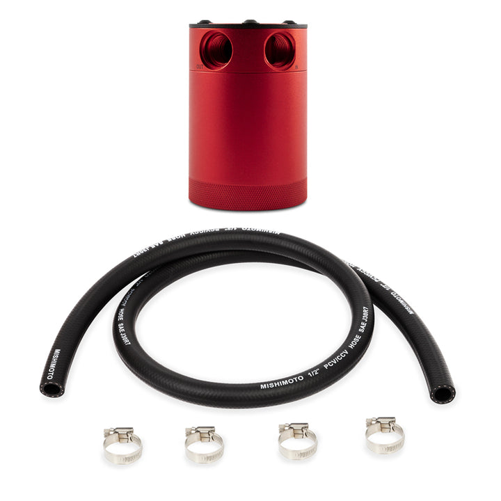 Mishimoto Compact Baffled Oil Catch Can - 2-Port - Red.