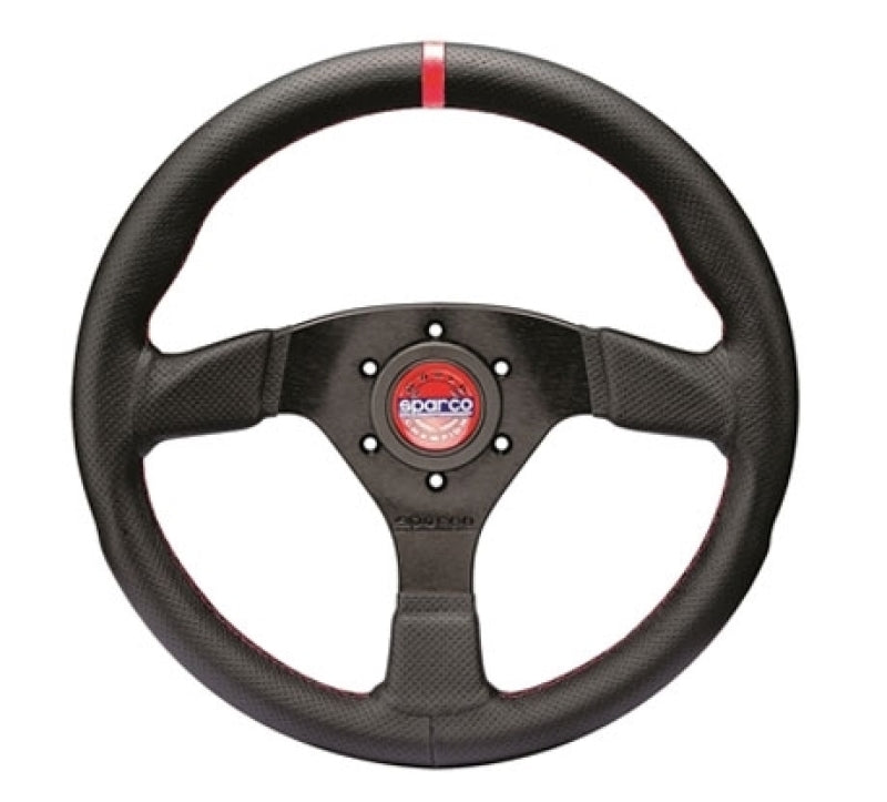 Sparco Steering Wheel R383 Champion Black Leather / Red Stiching.