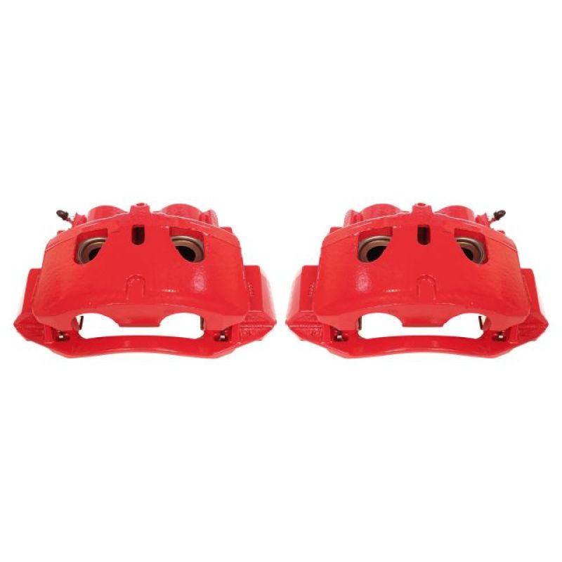 Power Stop 11-19 Chevrolet Silverado 2500 HD Front Red Calipers w/Brackets - Pair.