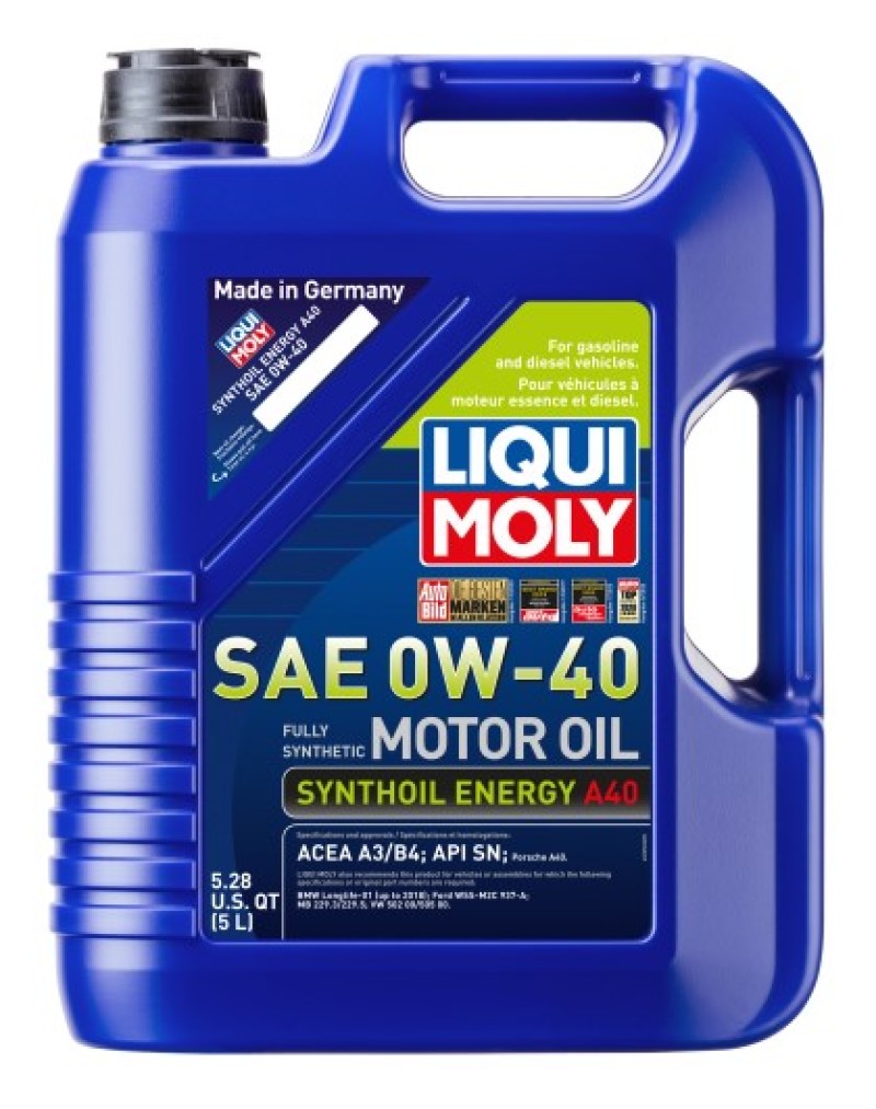 LIQUI MOLY 5L Synthoil Energy A40 Motor Oil SAE 0W40 - Single.