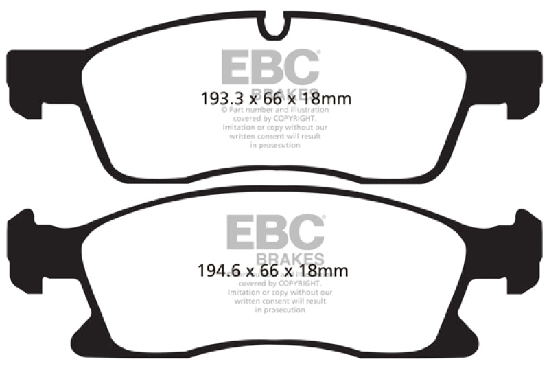 EBC 11+ Dodge Durango 3.6 Yellowstuff Front Brake Pads.