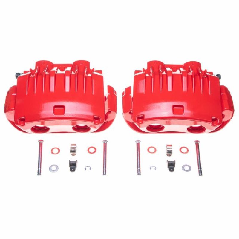 Power Stop 94-98 Ford Mustang Front Red Calipers w/Brackets - Pair.
