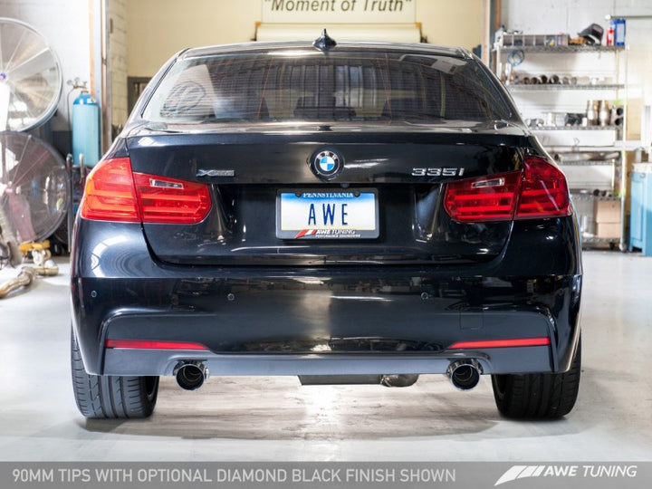 AWE Tuning BMW F3X 335i/435i Touring Edition Axle-Back Exhaust - Diamond Black Tips (90mm).