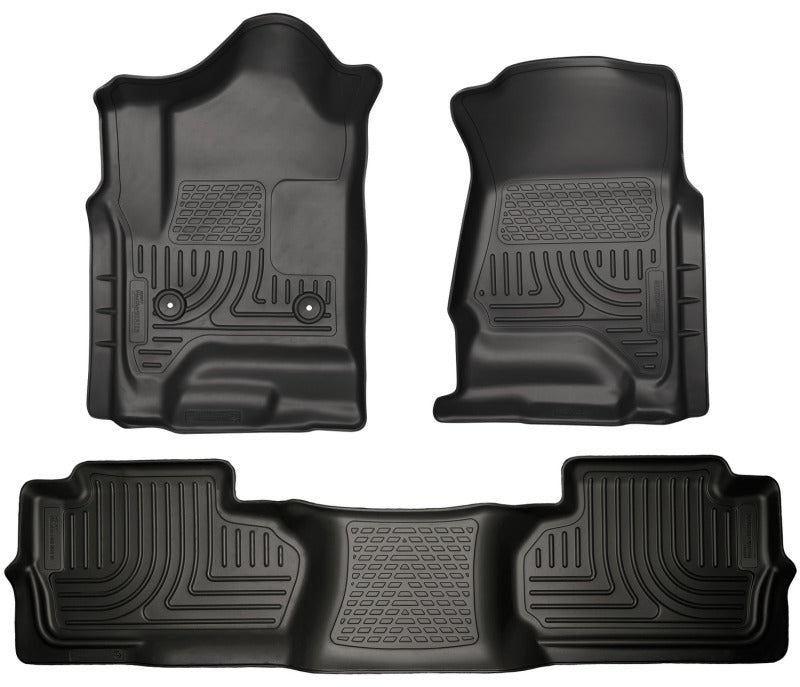 Husky Liners 14 Chevrolet Silverado/GMC Sierra Dbl Cab WeatherBeater Black Front&2nd Seat Floor Line.