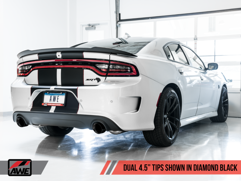 AWE Tuning 2015+ Dodge Charger 6.4L/6.2L Non-Resonated Touring Edition Exhaust - Diamond Blk Tips.