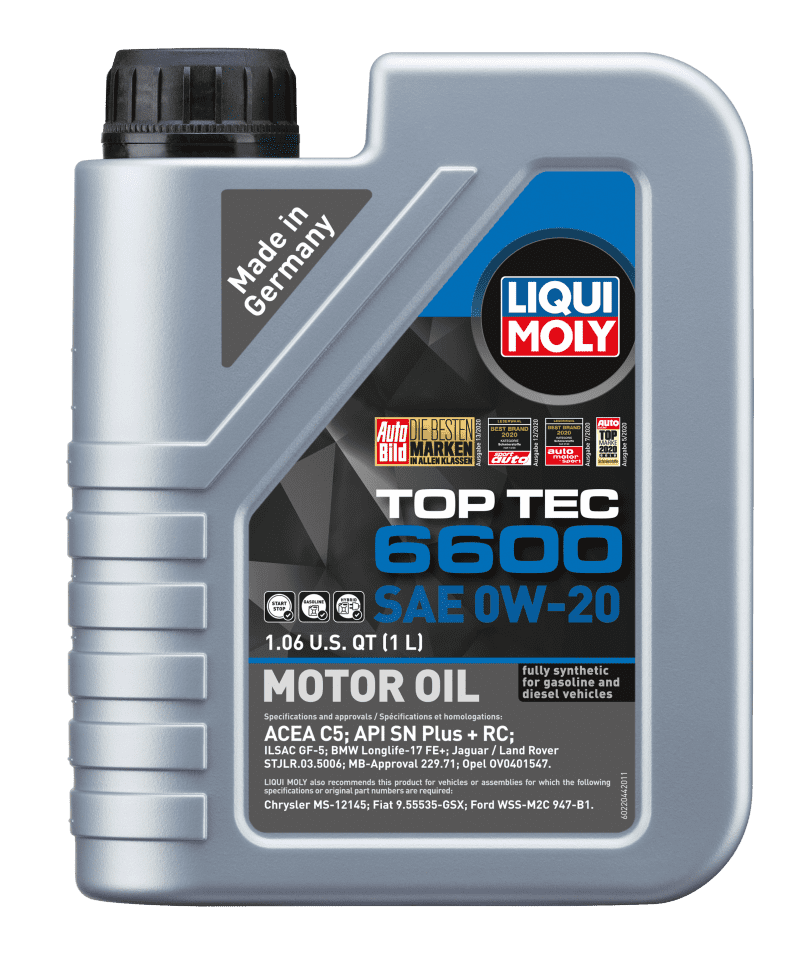 LIQUI MOLY 1L Top Tec 6600 Motor Oil SAE 0W20.