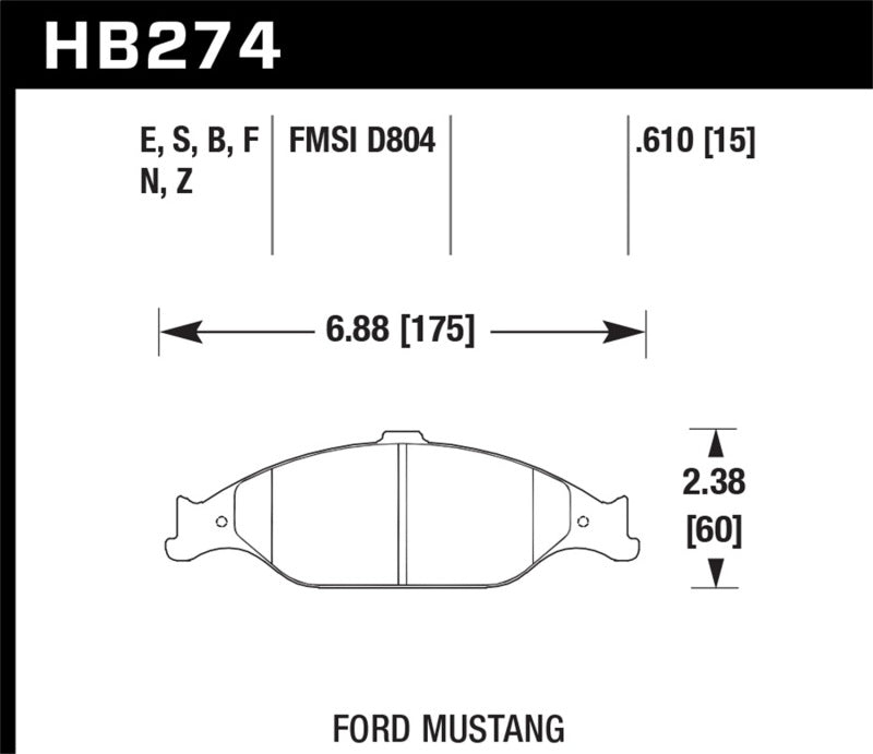 Hawk 99-04 Ford Mustang Base/GT HPS Street Front Brake Pads.