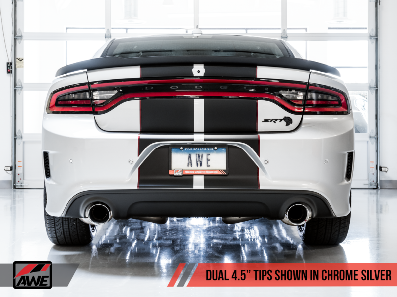 AWE Tuning 2015+ Dodge Charger 6.4L/6.2L Non-Resonated Touring Edition Exhaust - Diamond Blk Tips.