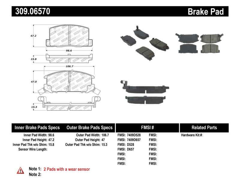 StopTech Performance 1/90-95/00-05 Toyota MR2/Spyder Rear Brake Pads.