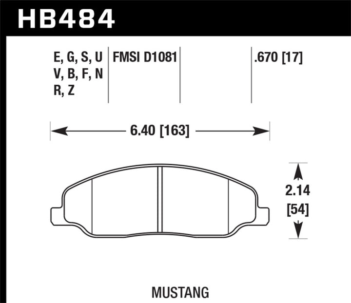 Hawk 2008-2009 Ford Mustang Bullitt 4.6 HPS 5.0 Front Brake Pads.