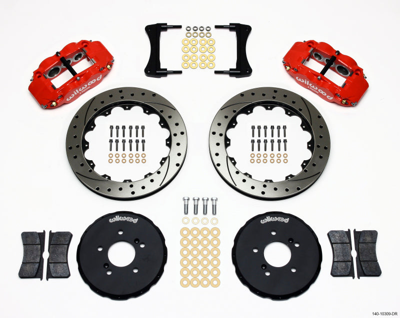 Wilwood Narrow Superlite 6R Front Hat Kit 12.88in Drill Red Honda S2000.