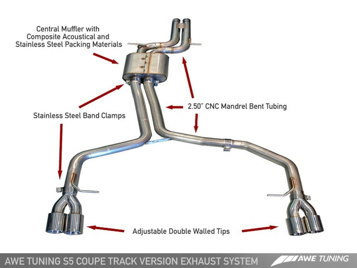 AWE Tuning Audi B8 S5 4.2L Track Edition Exhaust System - Diamond Black Tips.