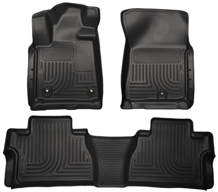 Husky Liners 2014 Toyota Tundra Double Cab Pickup WeatherBeater Black Front & 2nd Seat Floor Liners.