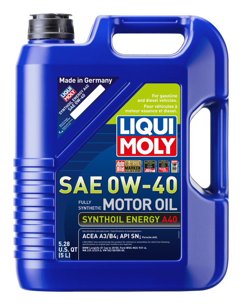 LIQUI MOLY 5L Synthoil Energy A40 Motor Oil SAE 0W40.