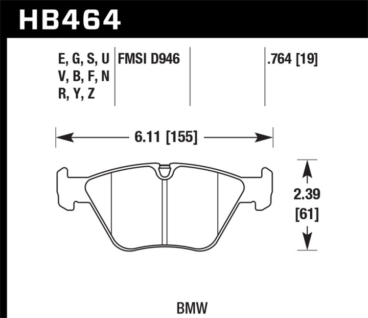 Hawk 2001-2006 BMW 330Ci HPS 5.0 Front Brake Pads.