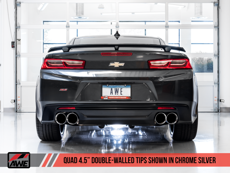 AWE Tuning 16-19 Chevrolet Camaro SS Axle-back Exhaust - Touring Edition (Quad Chrome Silver Tips).