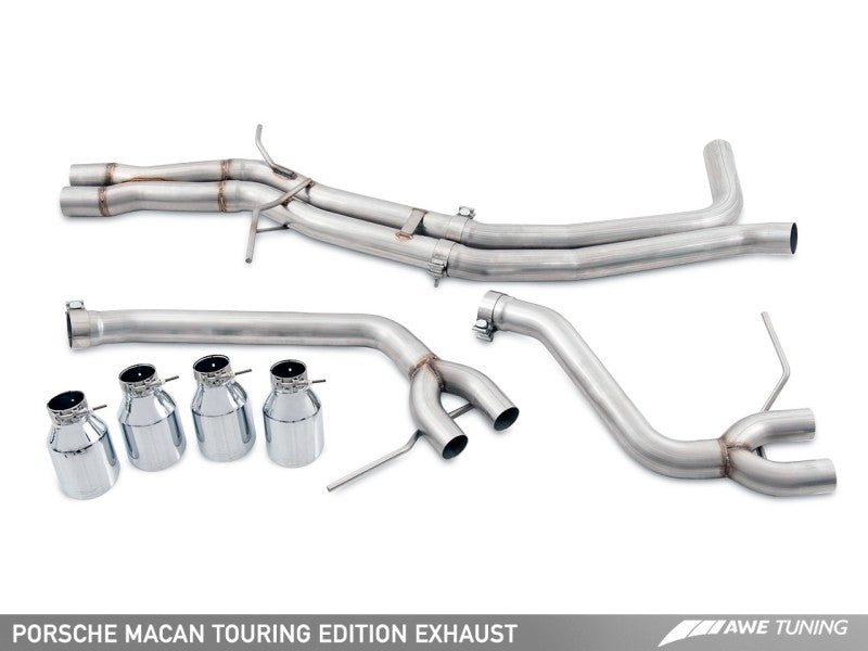 AWE Tuning Porsche Macan Touring Edition Exhaust System - Diamond Black 102mm Tips.