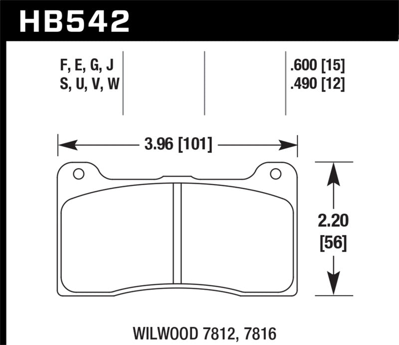 Hawk Wilwood 7816 12mm Caliper DTC-30 Rear Race Pads.
