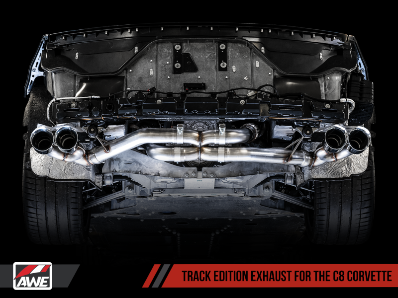 AWE Tuning 2020 Chevrolet Corvette (C8) Track Edition Exhaust - Quad Diamond Black Tips.