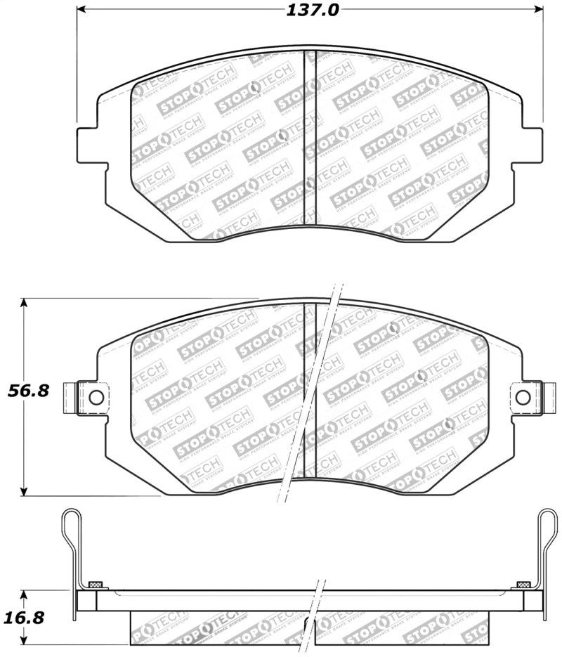 StopTech Street Touring 03-05 WRX/ 08 WRX Front Brake Pads.