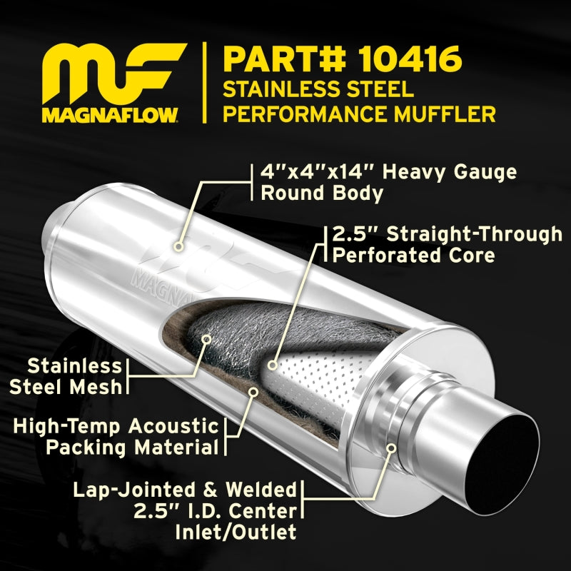 MagnaFlow Muffler Mag SS 14X4X4 2.5X2.5.