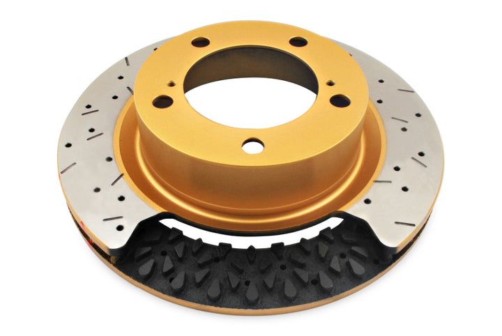 DBA 09+ Nissan GTR R-35 Rear Drilled & Slotted 5000 Series 2 Piece Rotor Assembled w/ Black Hat (Ava.