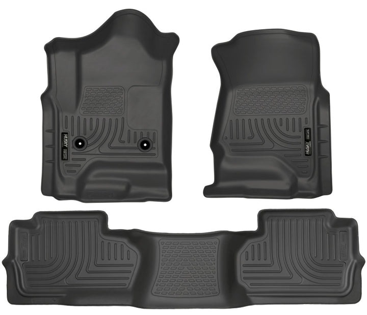 Husky Liners 14 Chevrolet Silverado/GMC Sierra Dbl Cab WeatherBeater Black Front&2nd Seat Floor Line.