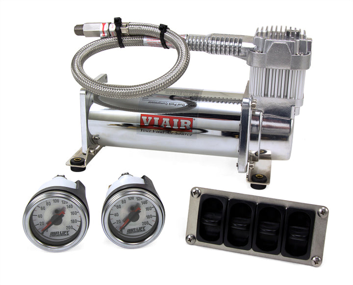 Air Lift 4-Way Manual Control System 100% Duty 1/4in Line 4 Gal. Tank..