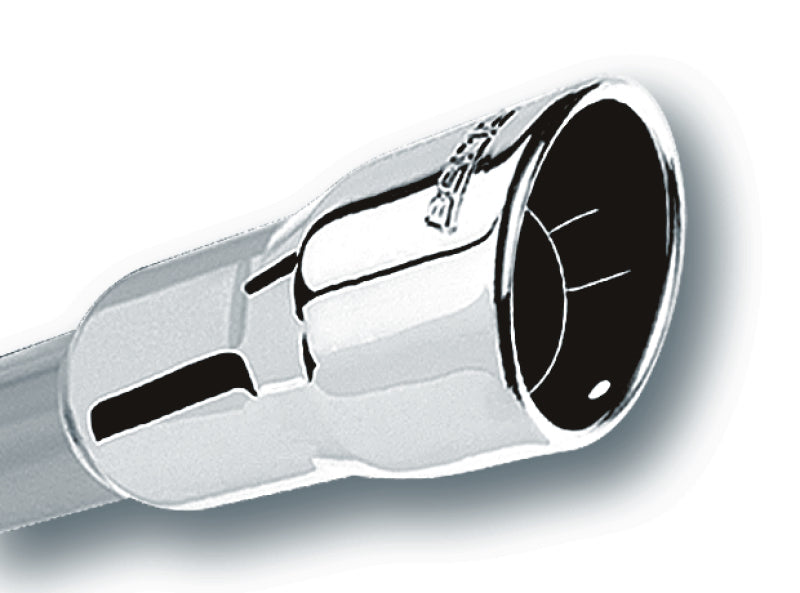 Borla 3in Inlet 4.25in Round Rolled Angle Cut x 4in Long Universal Exhaust Tips.