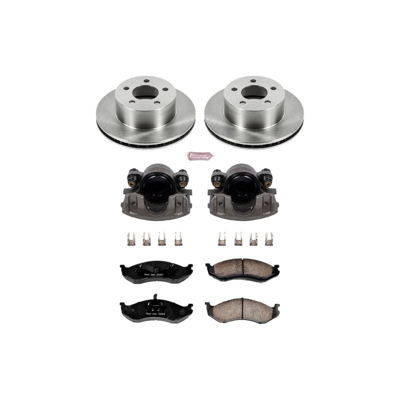 Power Stop 90-99 Jeep Cherokee Front Autospecialty Brake Kit w/Calipers.