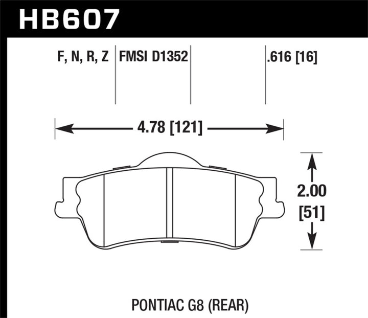 Hawk 08-09 Pontiac G8 3.6 Base/6.0 HPS Street Rear Brake Pads.