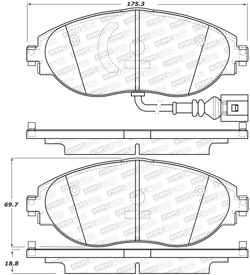 StopTech Sport 12-17 Volkswagen CC Front Brake Pads.