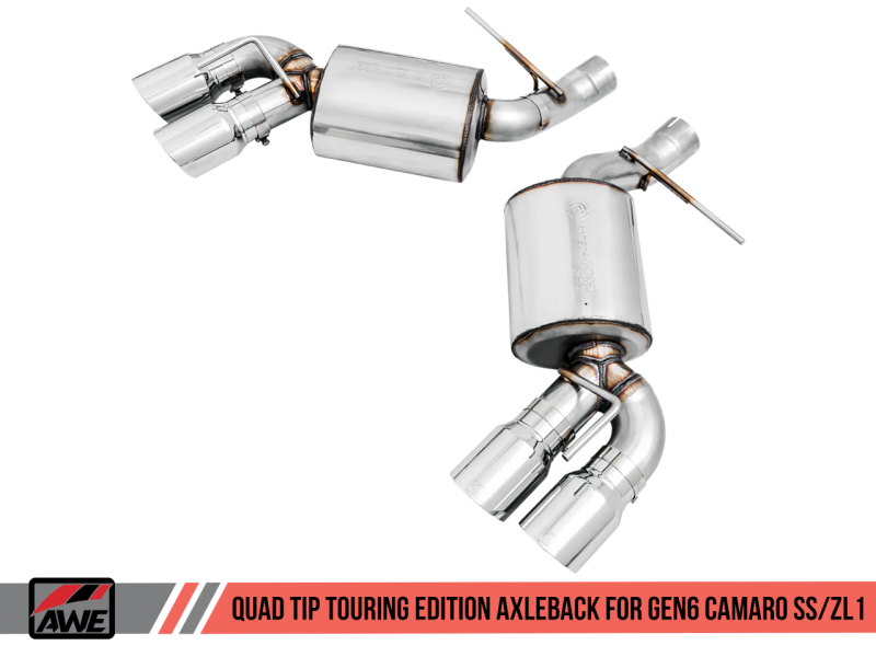 AWE Tuning 16-19 Chevrolet Camaro SS Axle-back Exhaust - Touring Edition (Quad Chrome Silver Tips).