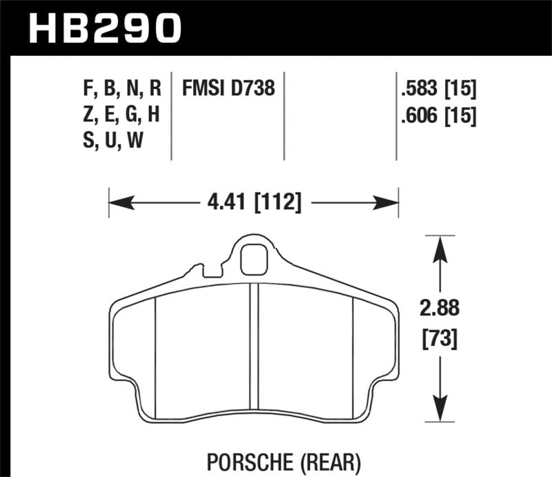 Hawk 98-10 Porsche 911 / 06-12 Porsche Cayman S Blue 9012 Race Rear Brake Pads.